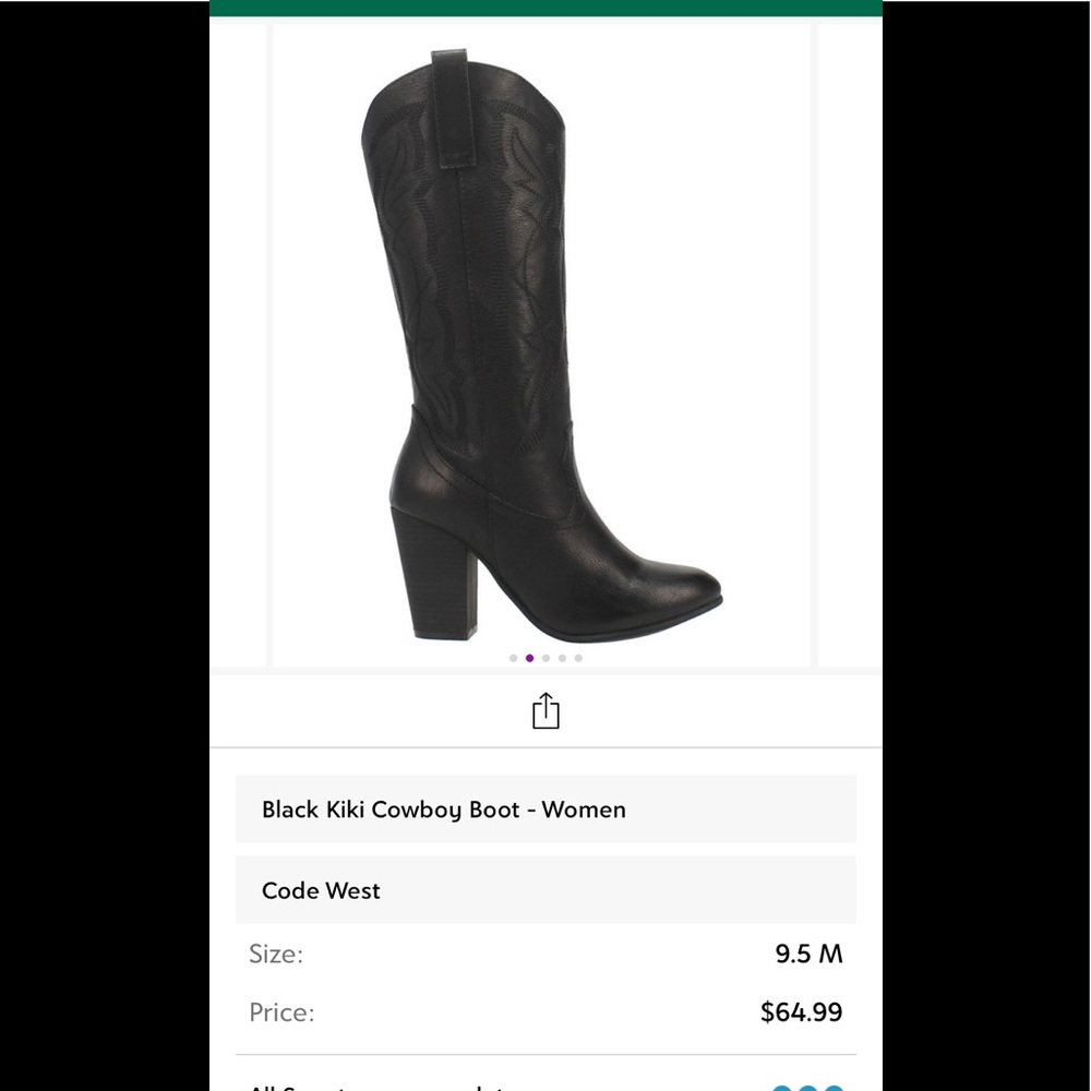 Black KiKi cowgirl boots! Code west!